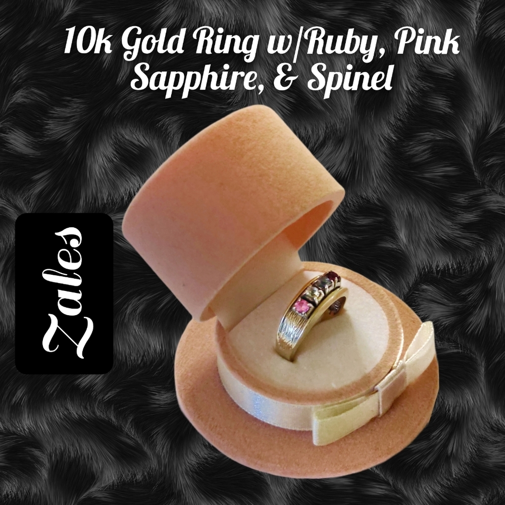 Zales ~ Solid 10k Gold With Multicolor Gemstones:… - image 4